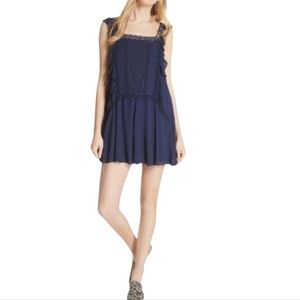 Free People FP One Priscilla Navy Crochet Lace Mini Dress Small